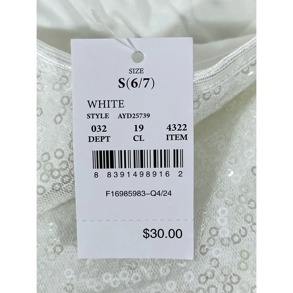 Zenzi Sequin Floral Tulle Party Dress Girls S 6/7 White  Easter Formal Fairycore